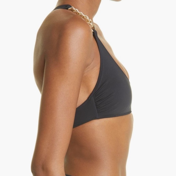 Stella McCartney Swimwear Falabella Chain Detail T-back Bikini Top Black NWOT - Picture 5 of 8